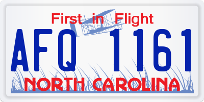 NC license plate AFQ1161