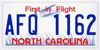 NC license plate AFQ1162