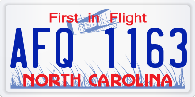 NC license plate AFQ1163