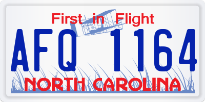 NC license plate AFQ1164