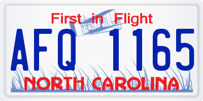 NC license plate AFQ1165