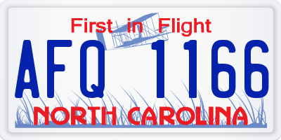 NC license plate AFQ1166