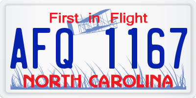 NC license plate AFQ1167