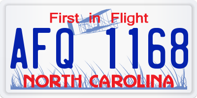 NC license plate AFQ1168