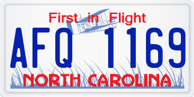 NC license plate AFQ1169