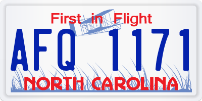 NC license plate AFQ1171
