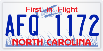 NC license plate AFQ1172