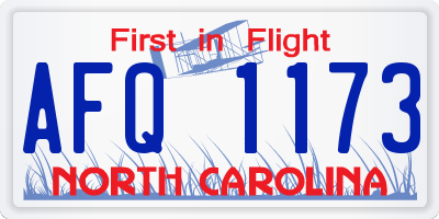 NC license plate AFQ1173