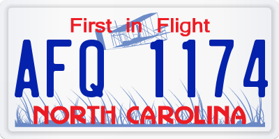 NC license plate AFQ1174