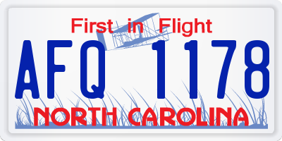 NC license plate AFQ1178