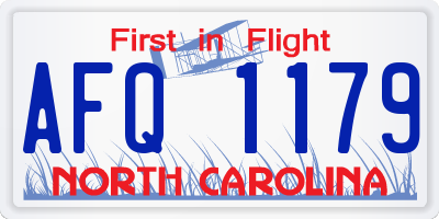 NC license plate AFQ1179