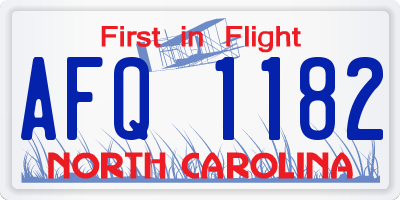 NC license plate AFQ1182