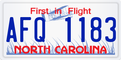 NC license plate AFQ1183