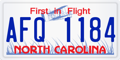 NC license plate AFQ1184