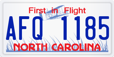 NC license plate AFQ1185