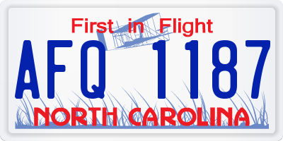 NC license plate AFQ1187