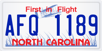 NC license plate AFQ1189
