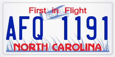 NC license plate AFQ1191
