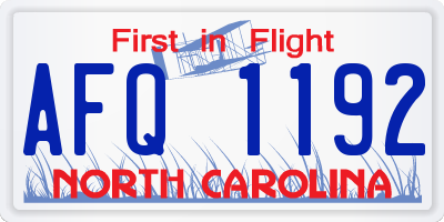 NC license plate AFQ1192