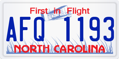 NC license plate AFQ1193