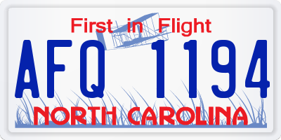 NC license plate AFQ1194