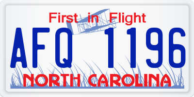 NC license plate AFQ1196