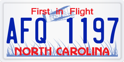 NC license plate AFQ1197