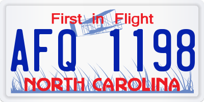 NC license plate AFQ1198