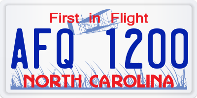 NC license plate AFQ1200