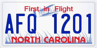 NC license plate AFQ1201
