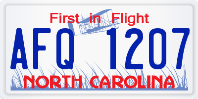 NC license plate AFQ1207