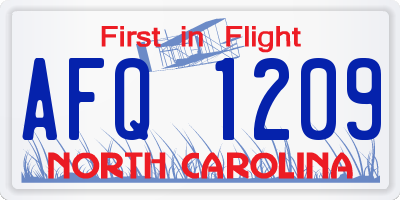 NC license plate AFQ1209