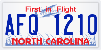 NC license plate AFQ1210