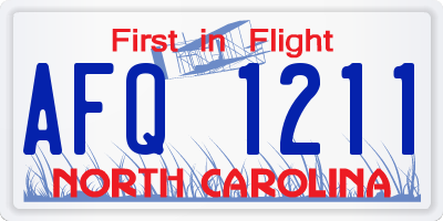 NC license plate AFQ1211