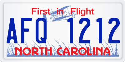 NC license plate AFQ1212