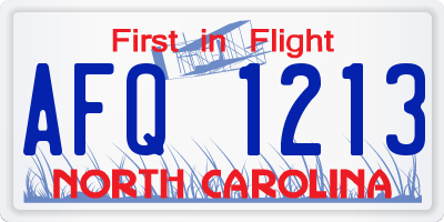 NC license plate AFQ1213