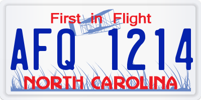 NC license plate AFQ1214