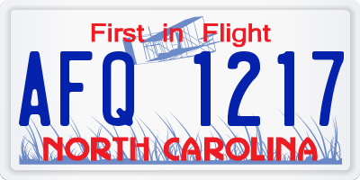 NC license plate AFQ1217