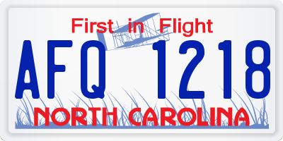 NC license plate AFQ1218