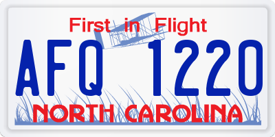 NC license plate AFQ1220