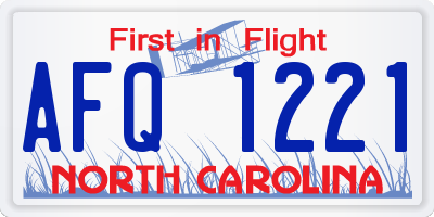 NC license plate AFQ1221