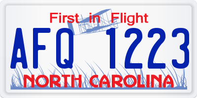 NC license plate AFQ1223