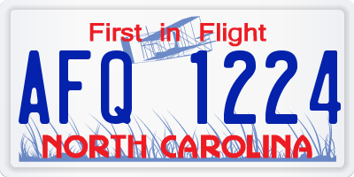 NC license plate AFQ1224