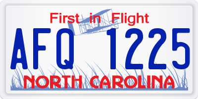 NC license plate AFQ1225