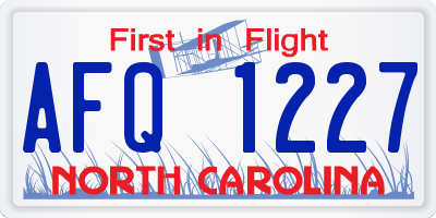 NC license plate AFQ1227