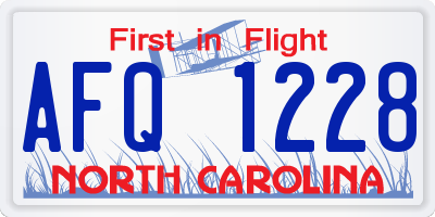 NC license plate AFQ1228