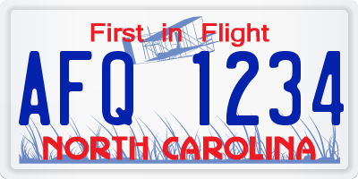 NC license plate AFQ1234