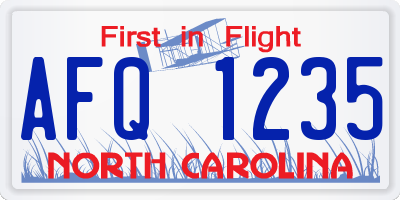 NC license plate AFQ1235