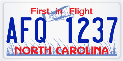 NC license plate AFQ1237