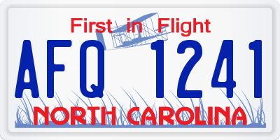 NC license plate AFQ1241